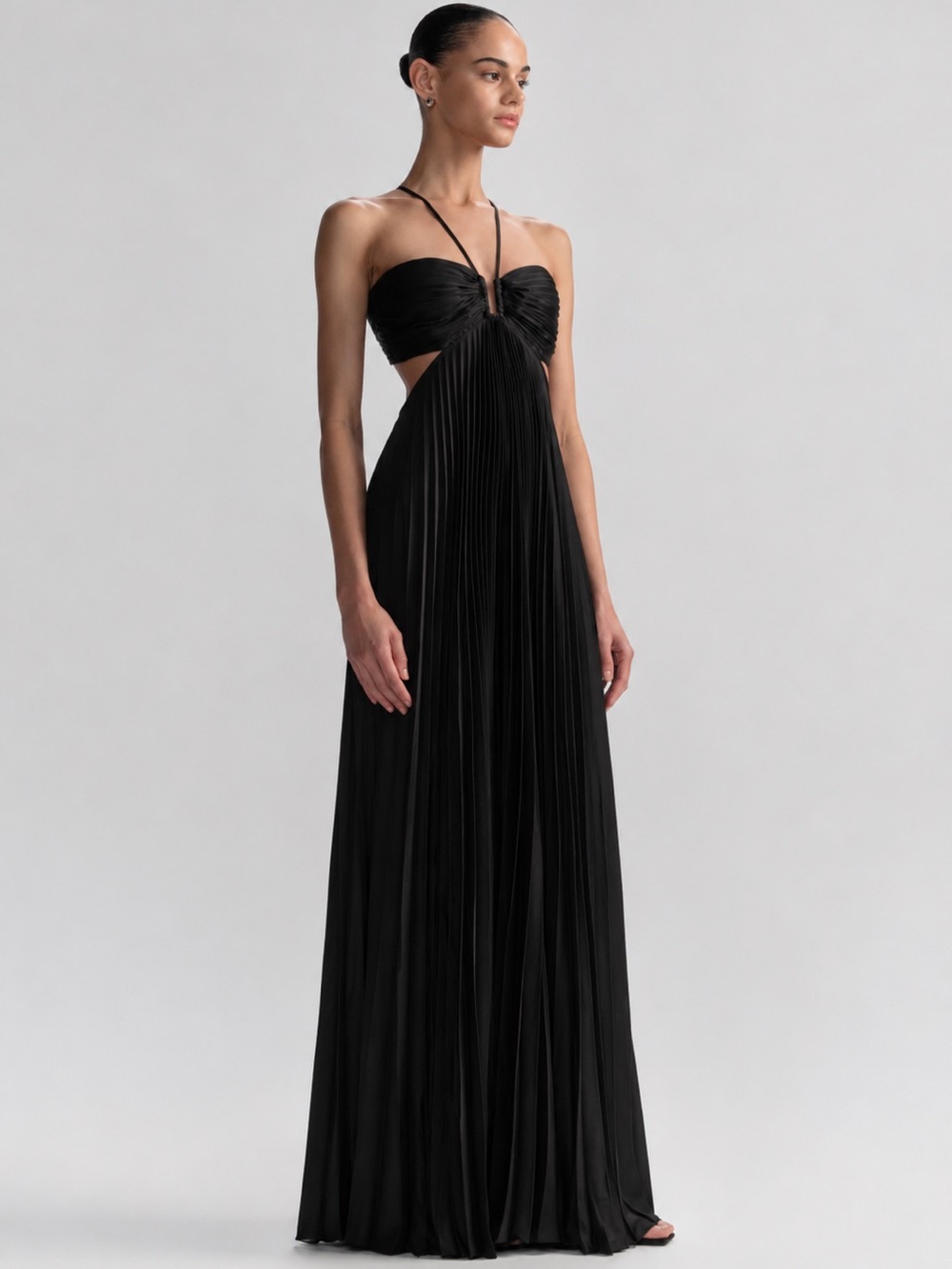 A.L.C Moira Satin Pleated Maxi Dress